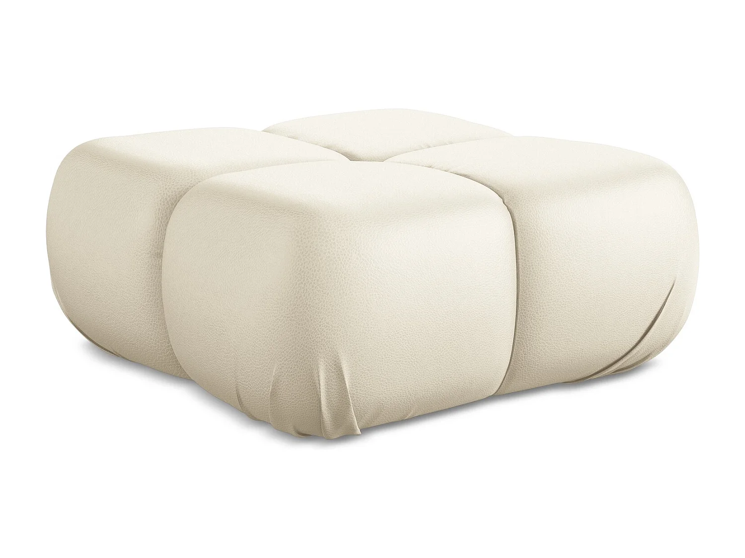 Pouf en Cuir artificiel - beige clair - LOKUA