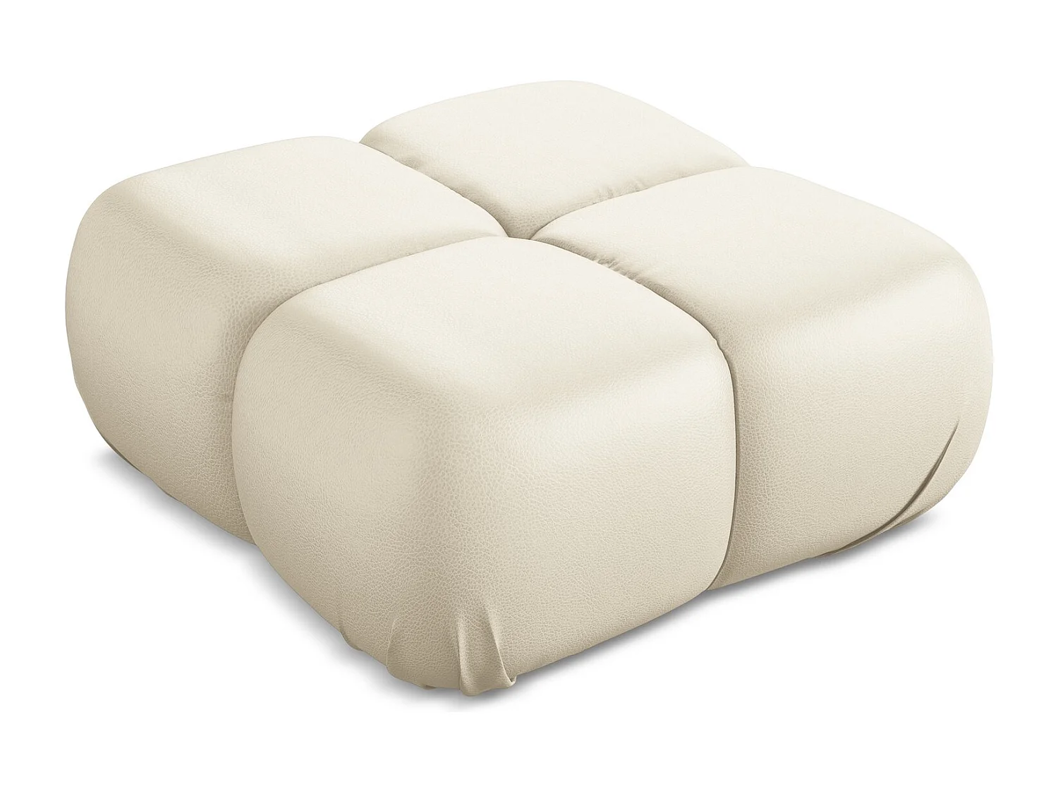 Pouf en Cuir artificiel - beige clair - LOKUA