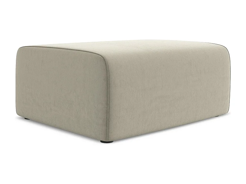 Pufa - z tkaniny welwetowej - perłowy - KALEA