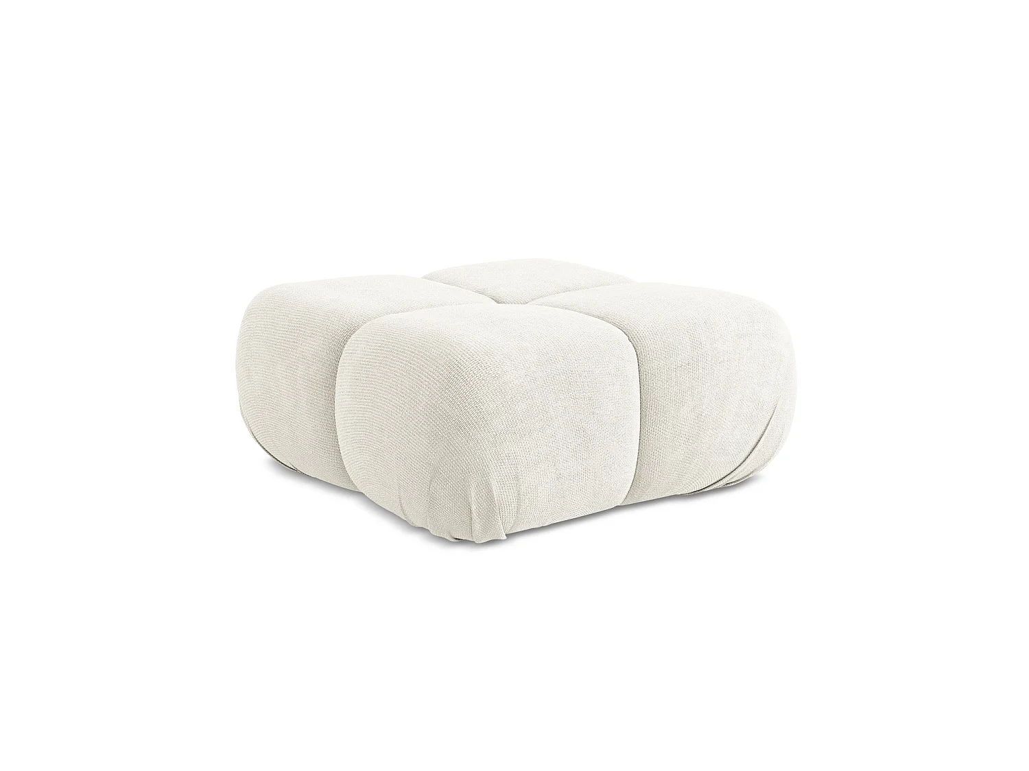 Pouf en tissu chenille - blanc - SANREMO