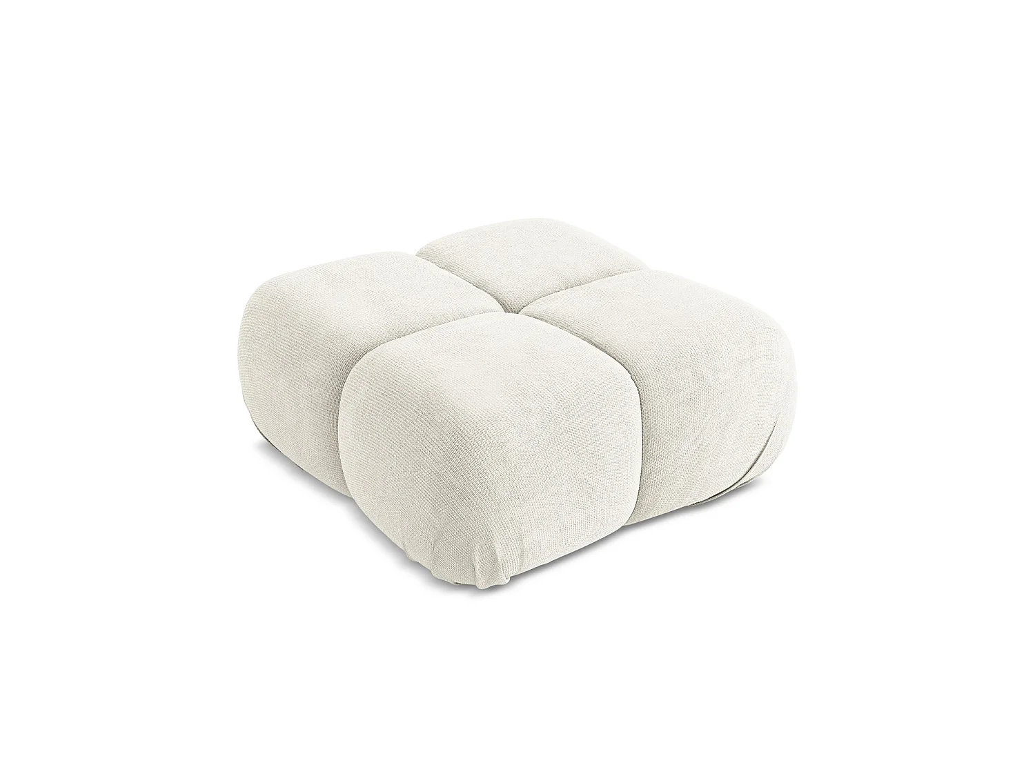 Pouf en tissu chenille - blanc - SANREMO