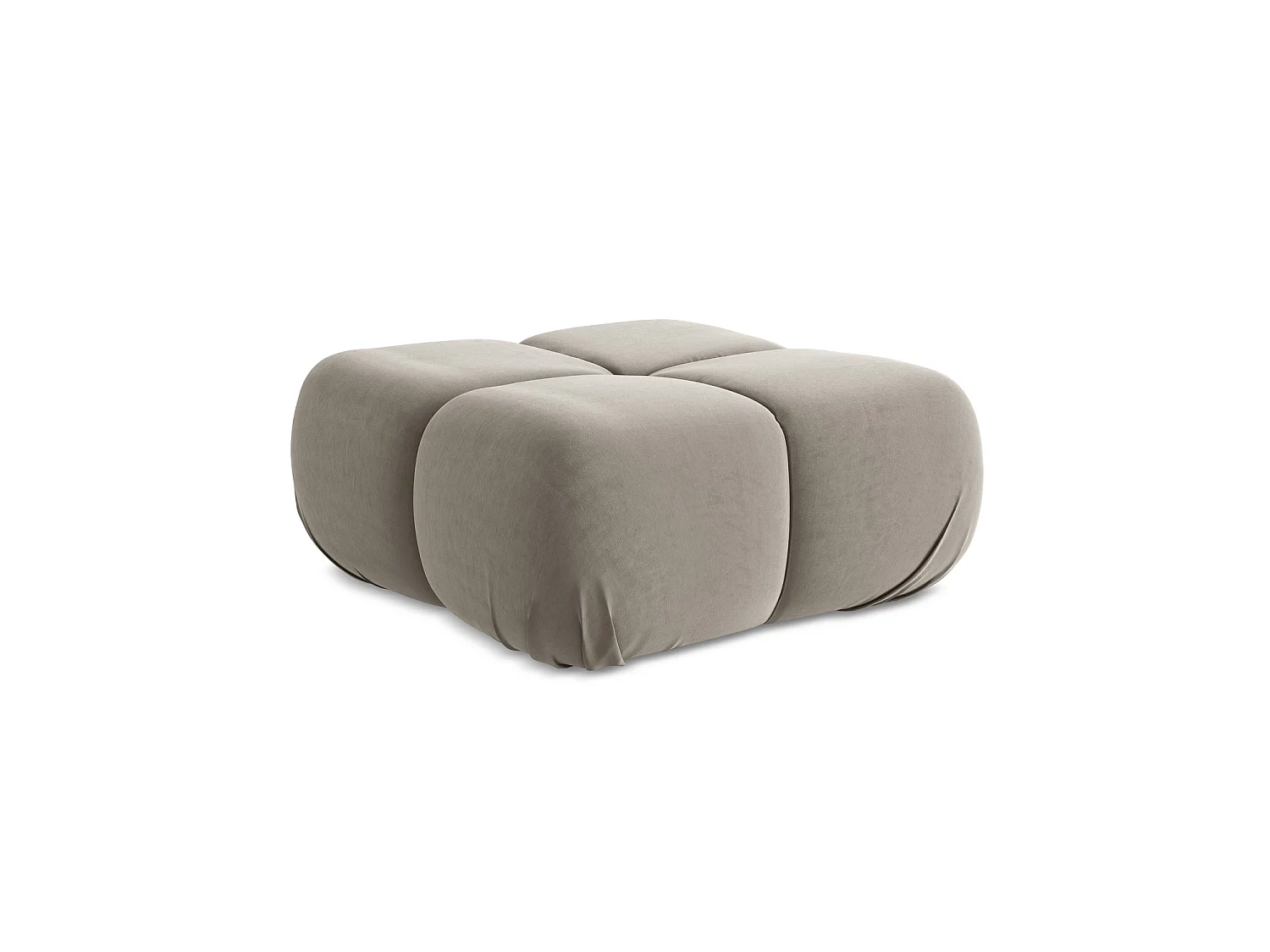 Pouf en velours - taupe - SANREMO