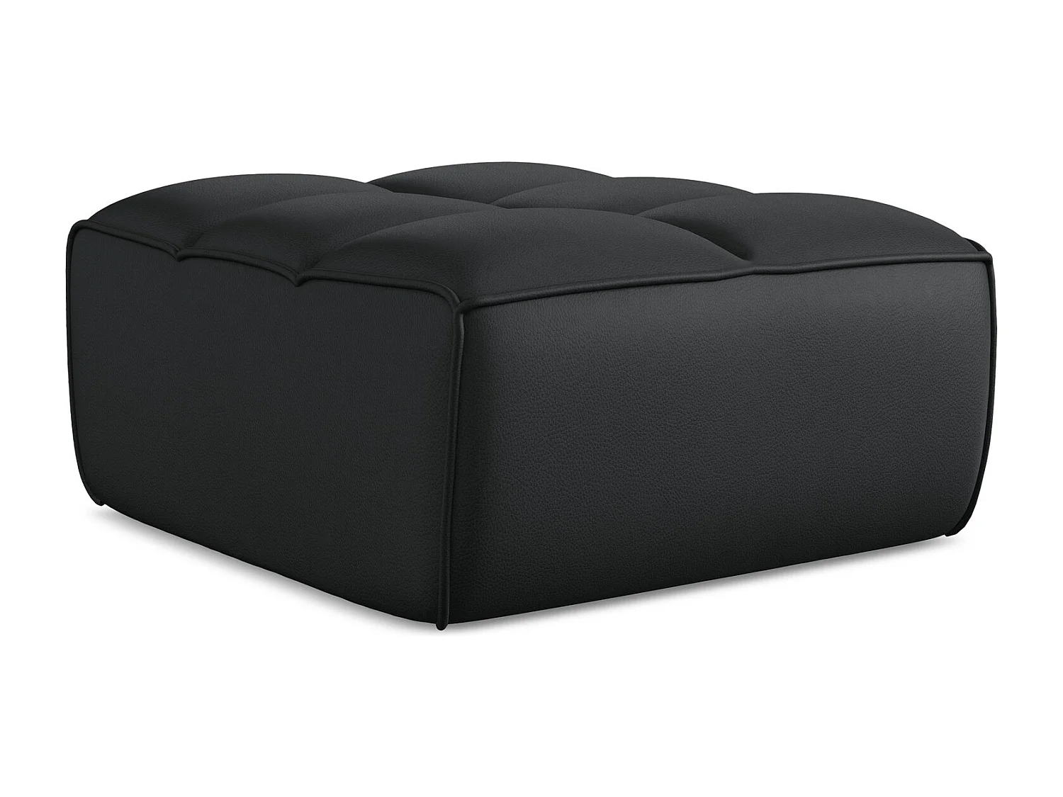 Pouf en Cuir artificiel - noir - KALAI