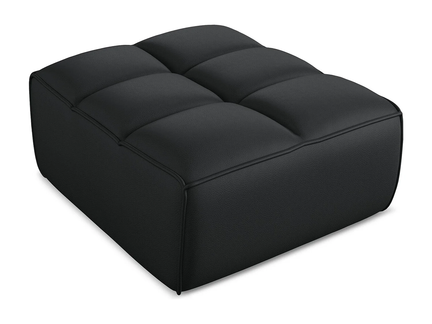 Pouf en Cuir artificiel - noir - KALAI