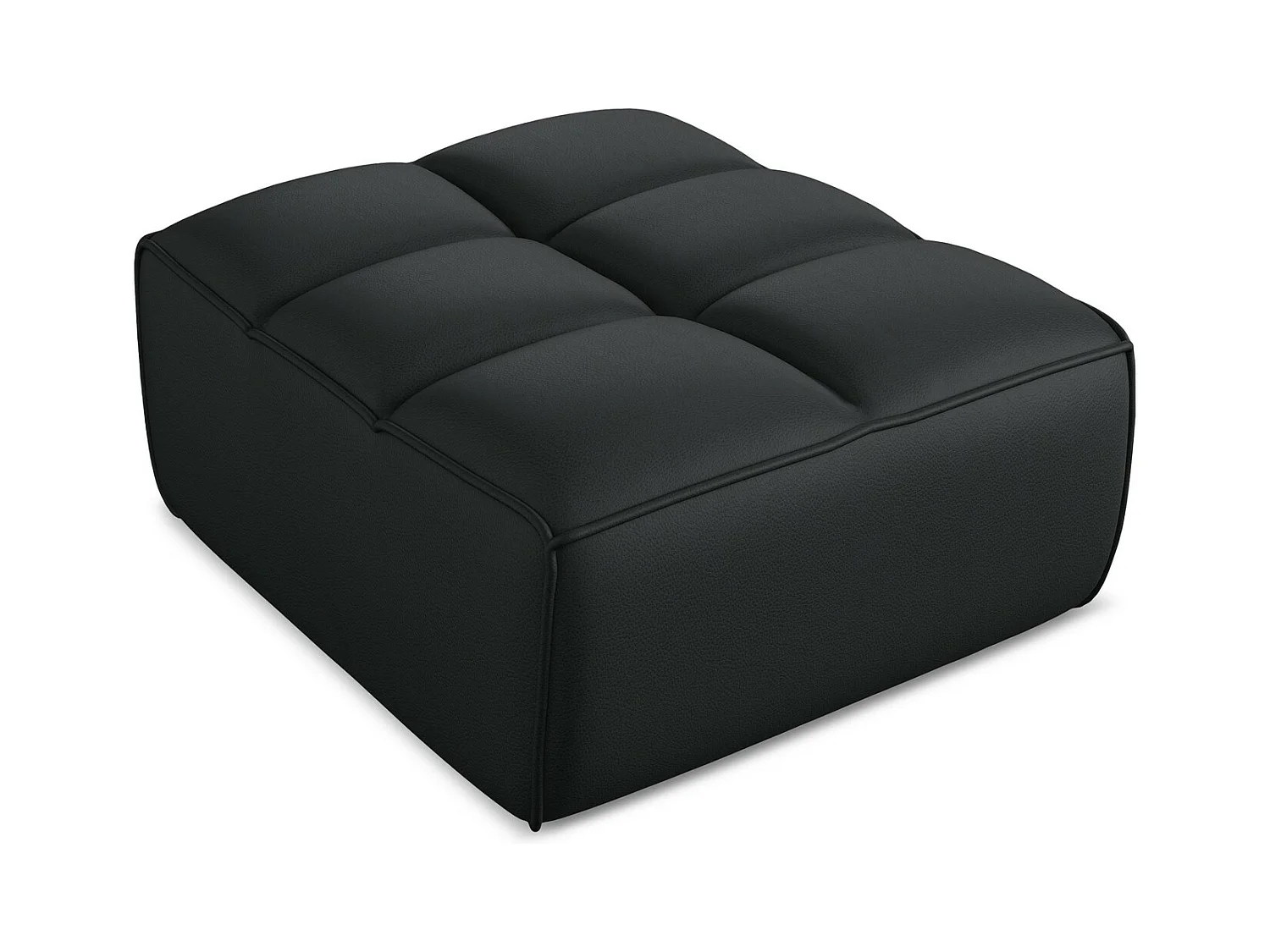 Pouf - Hocker - Kunstleder - Schwarz - KALAI