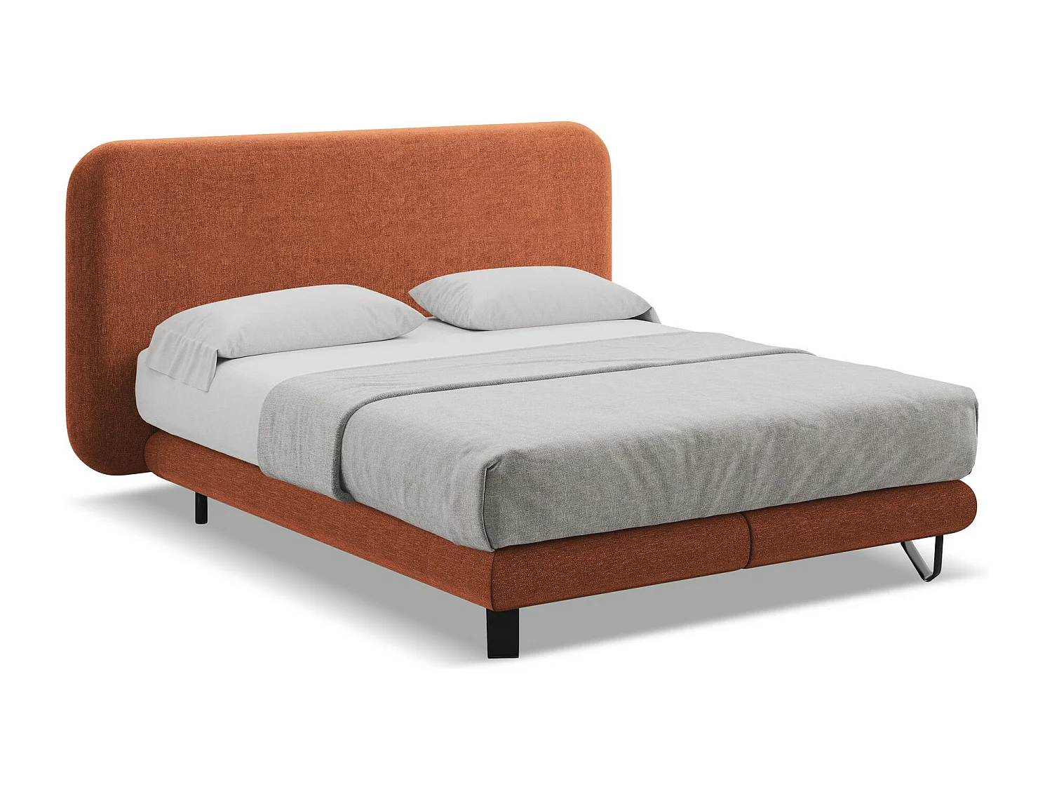 Cama estofada 180x200 cm em tecido chenille - terracota - ILIMA