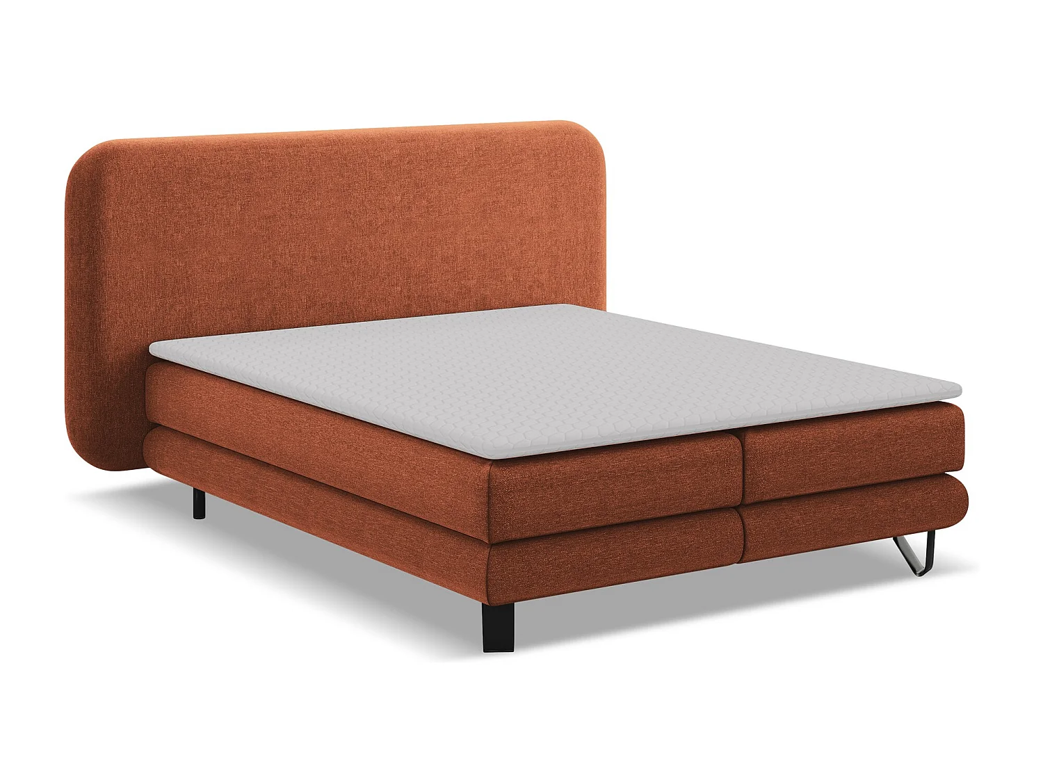 Cama estofada 180x200 cm em tecido chenille - terracota - ILIMA