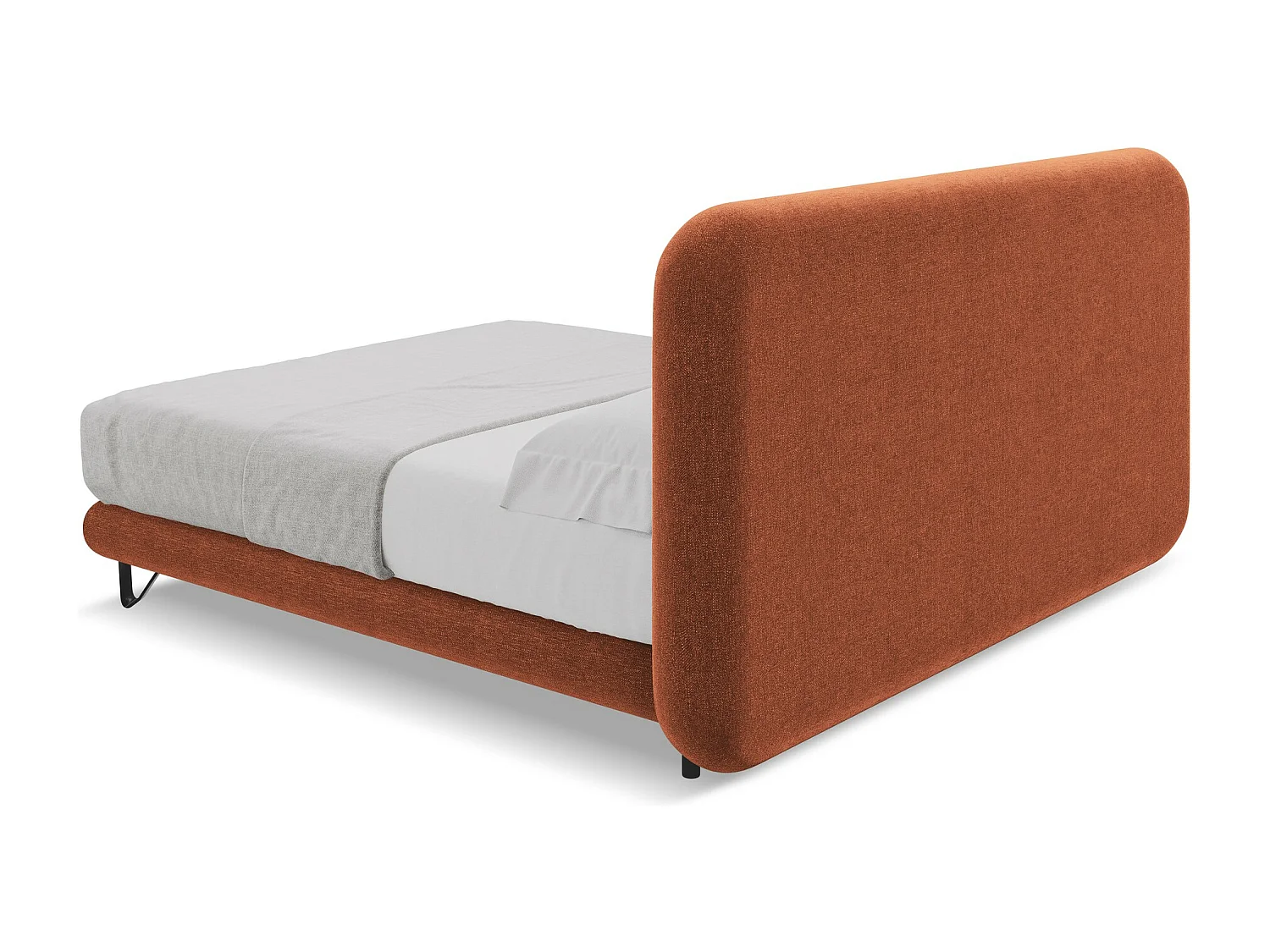 Cama estofada 180x200 cm em tecido chenille - terracota - ILIMA