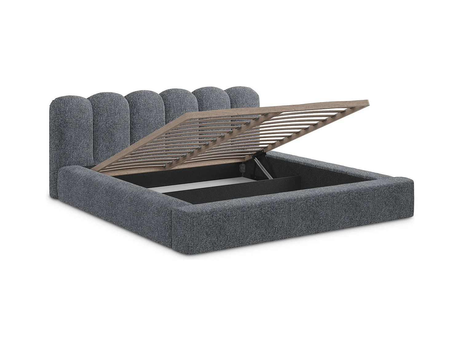 Polsterbed mit Stauraum - 180 x 238 - Strukturstoff - Graphit - MANO