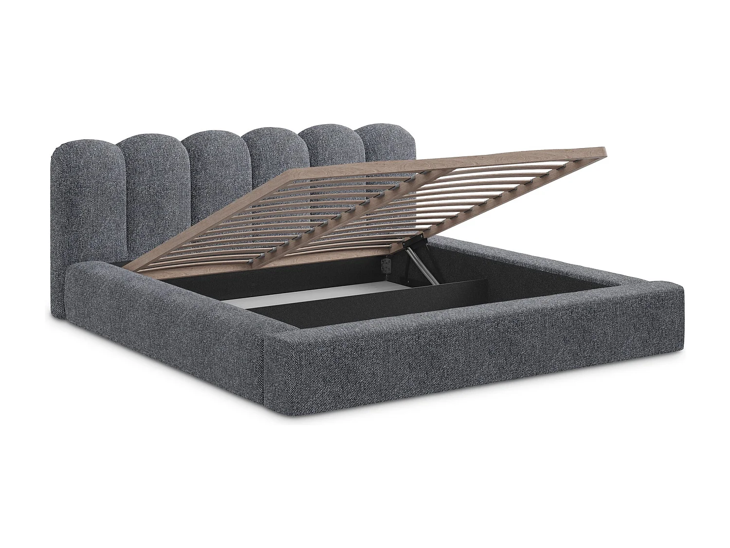 Bed met opbergruimte - 180 x 238 van Grafiet Structuurstof - MANO