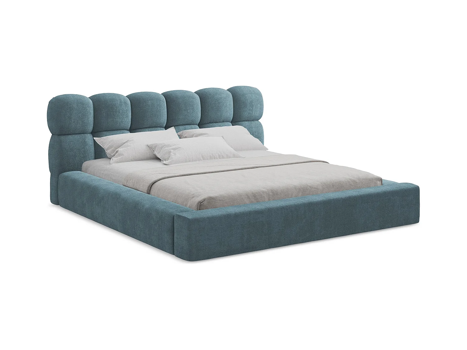 Polsterbed mit Stauraum - 220 x 240 - Chenille - Jeans - KAHU