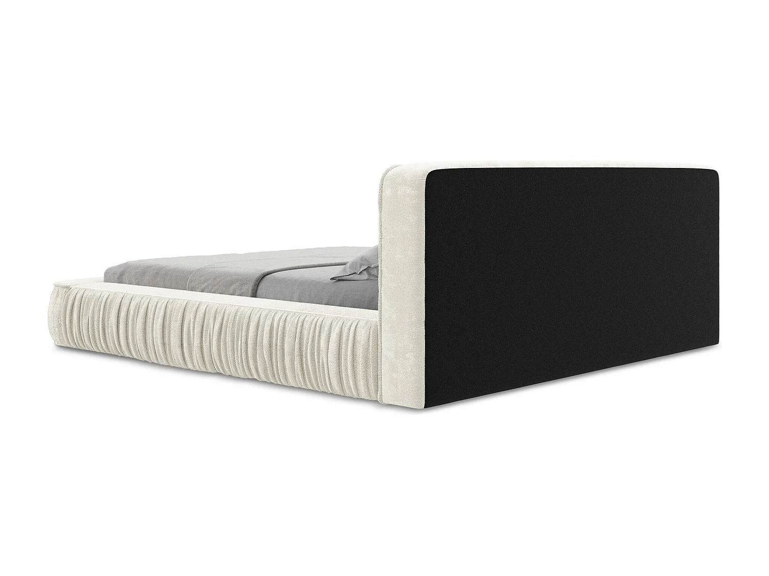 Cama com espaço de arrumação 160x200 cm em tecido chenille - branco - KEONI