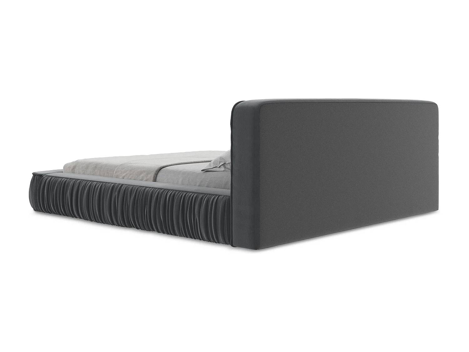 Tapicerowane łóżko z pojemnikiem 178 x 238 - Aksamit - Stalowy - KEONI