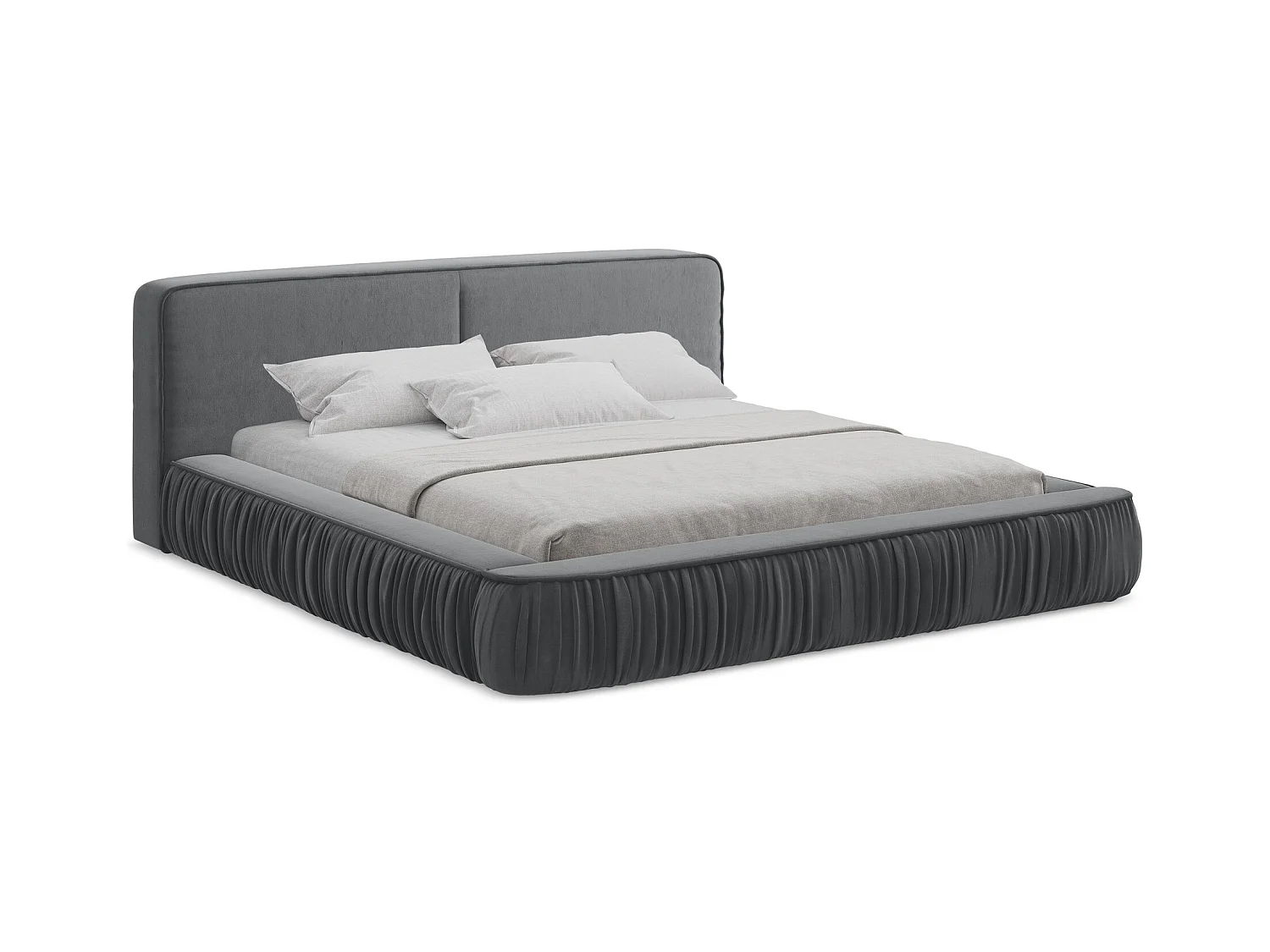 Lit rembourré avec rangement 178 x 238 - en Samt - acier - KEONI