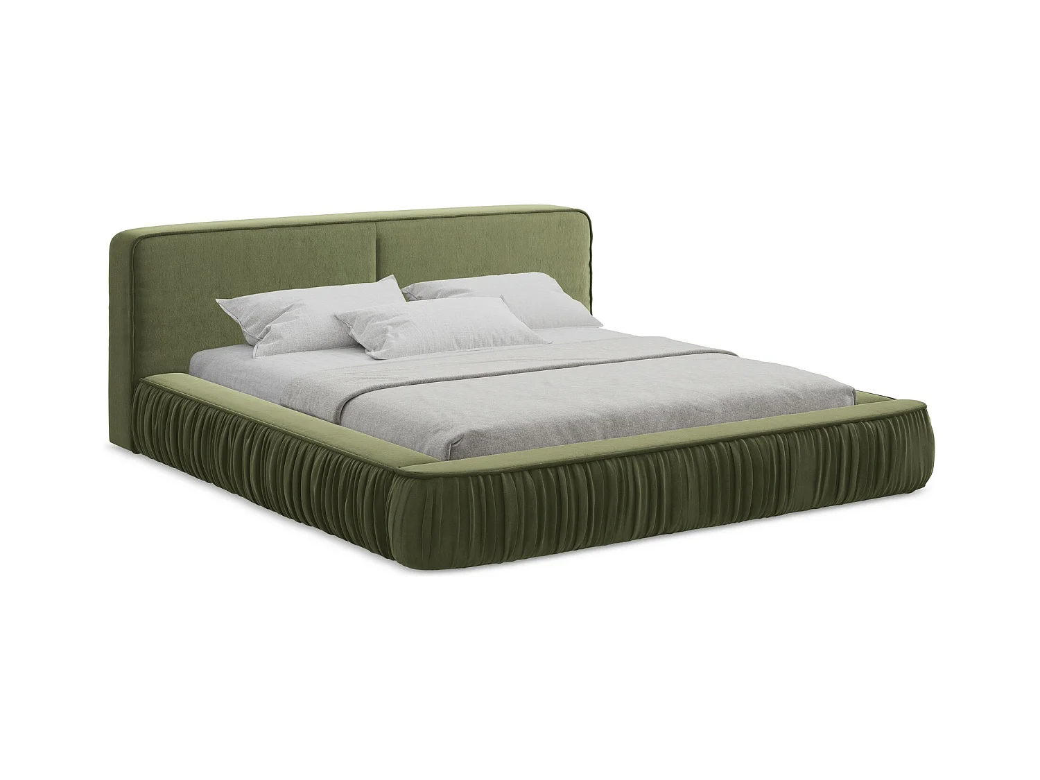 Lit rembourré avec rangement 218 x 238 - en Samt - olive - KEONI