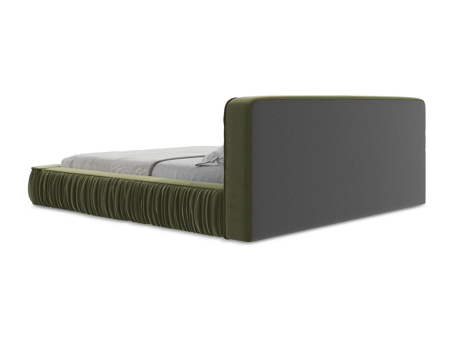 Lit rembourré avec rangement 218 x 238 - en Samt - olive - KEONI