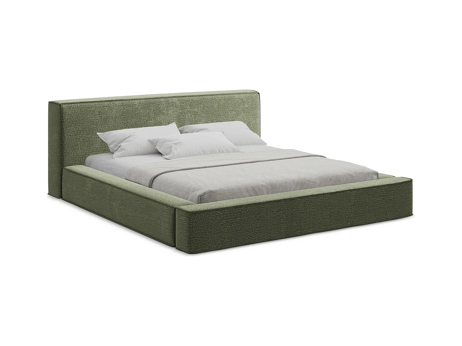 Lit rembourré avec rangement 220 x 240 - en Strukturstoff - olive - NOHO