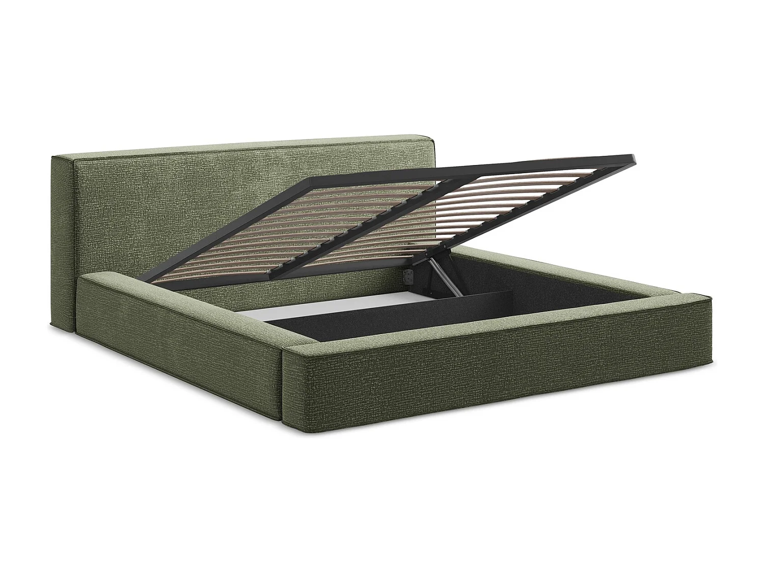 Lit rembourré avec rangement 220 x 240 - en Strukturstoff - olive - NOHO