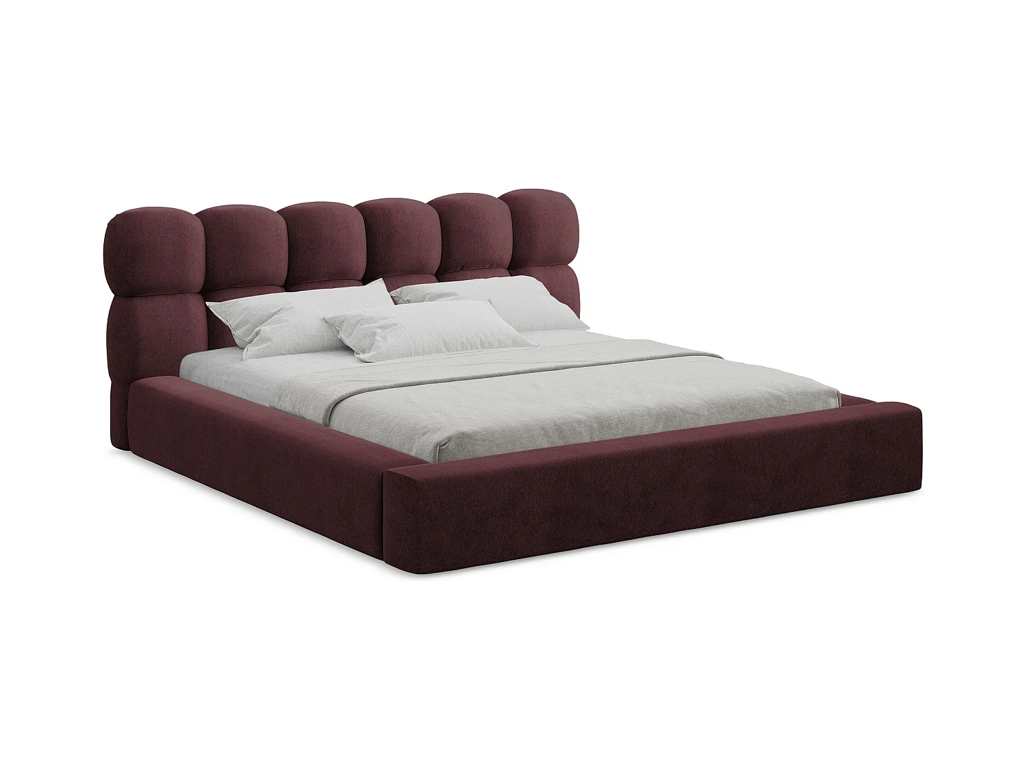 Lit rembourré avec rangement 220 x 240 - en Samt - bourgogne - KAHU