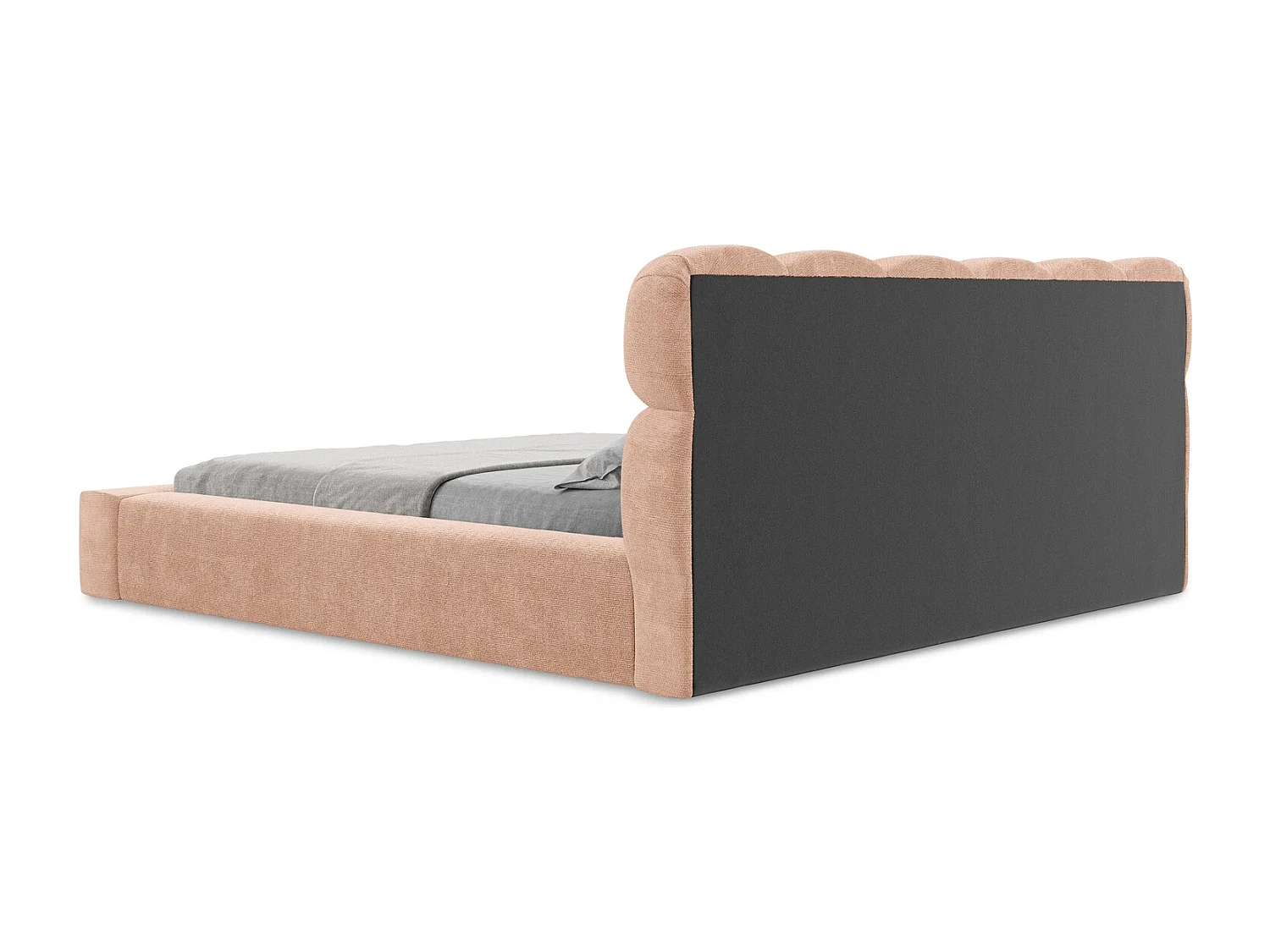 Lit rembourré avec rangement 180 x 240 - en Chenille - pêche - KAHU