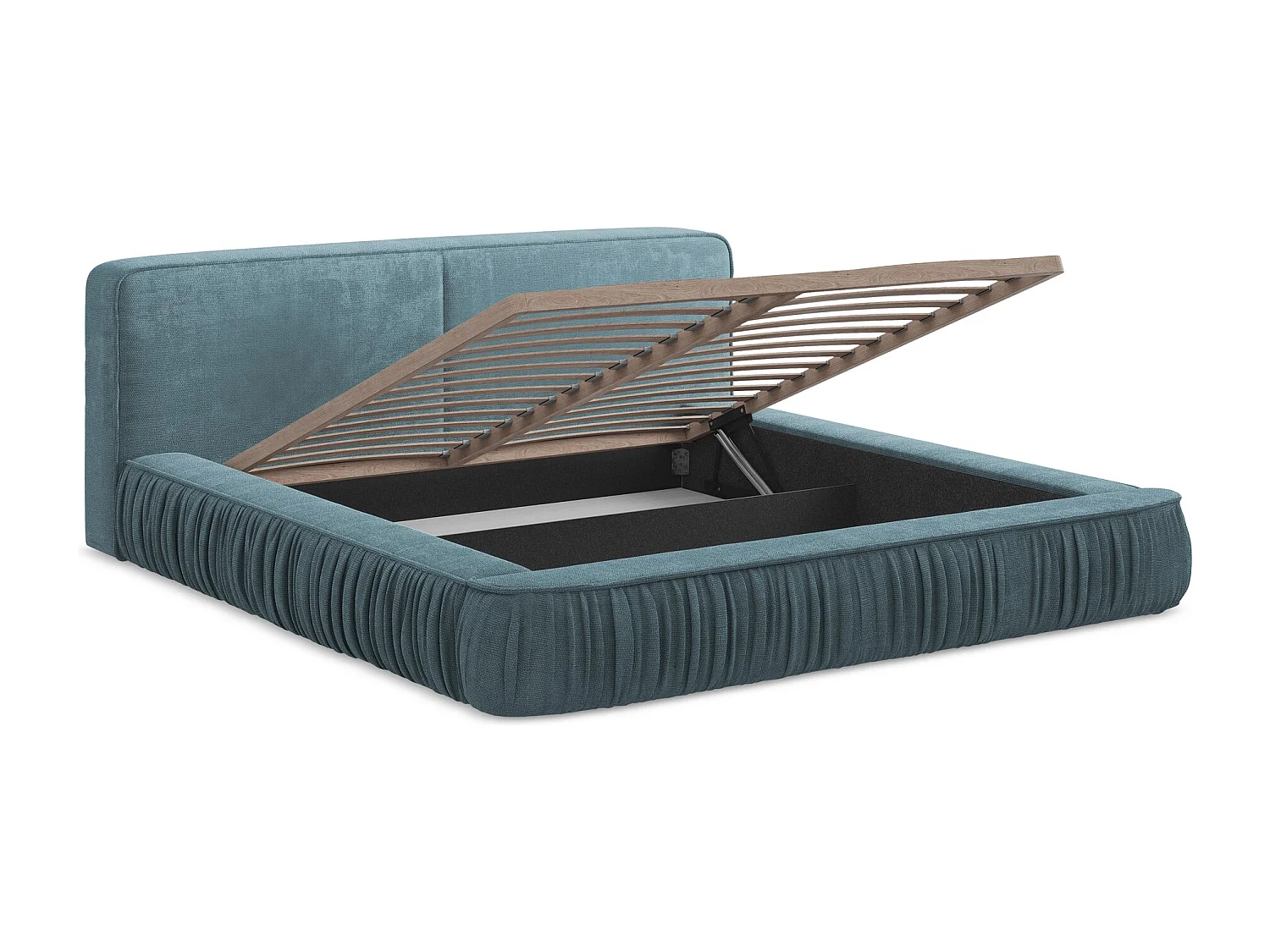 Lit rembourré avec rangement 178 x 238 - en Chenille - jeans - KEONI