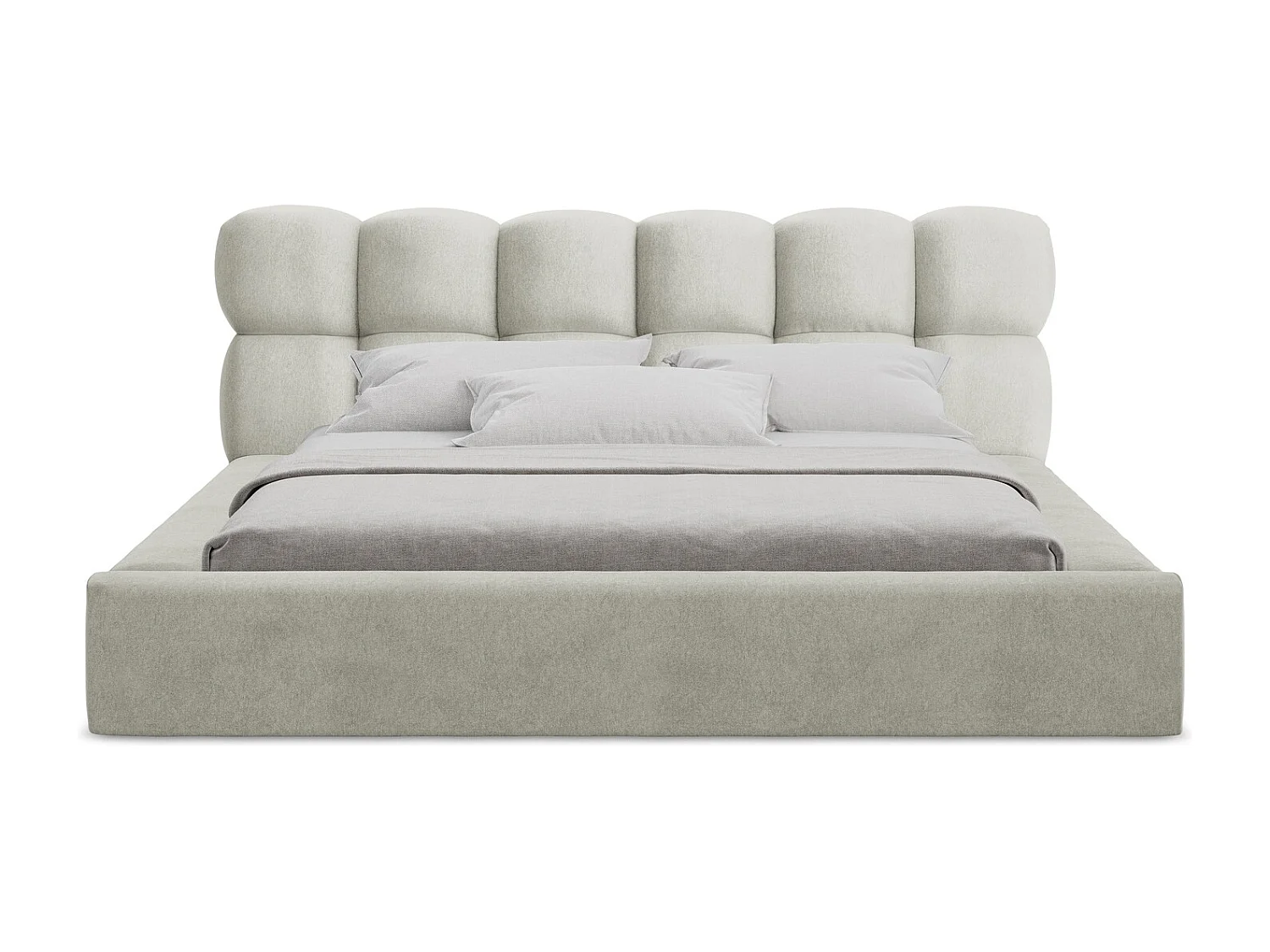 Polsterbed mit Stauraum - 180 x 240 - Samt - Hellgrau - KAHU