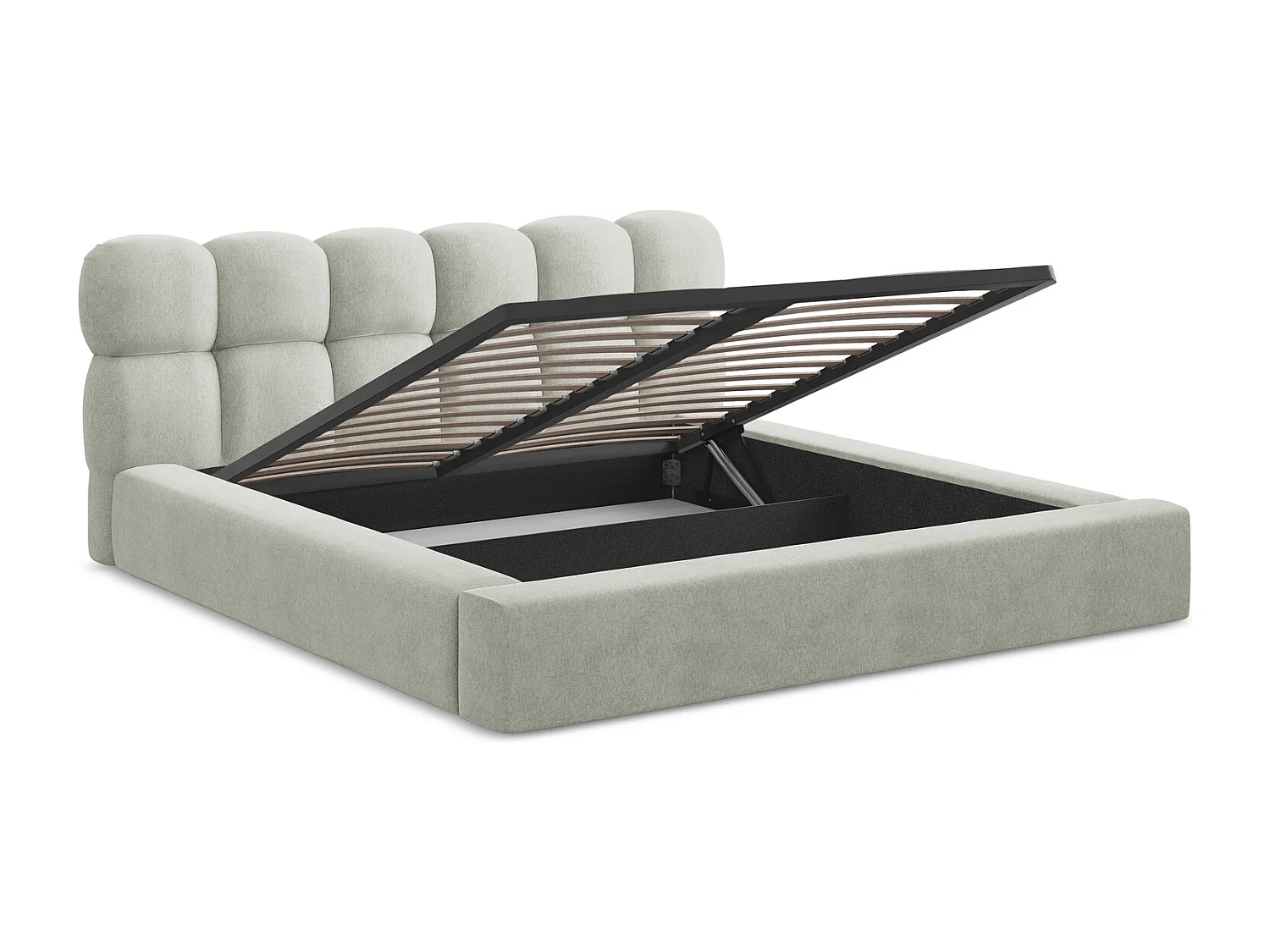 Polsterbed mit Stauraum - 180 x 240 - Samt - Hellgrau - KAHU