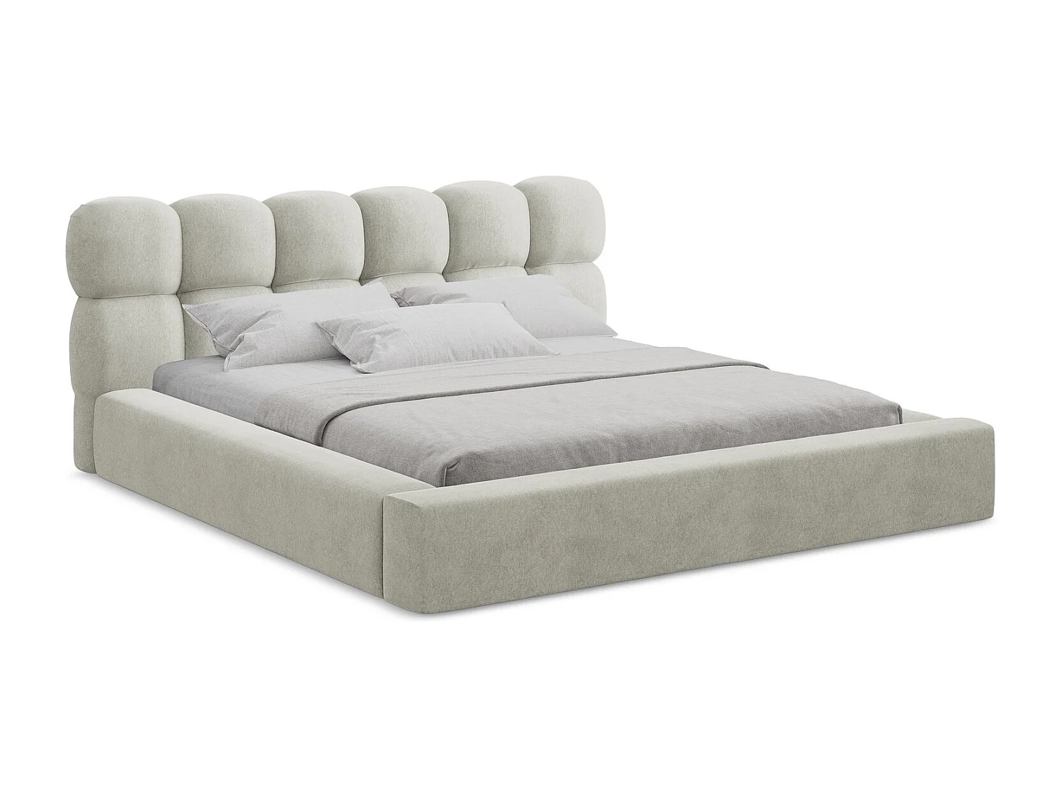 Polsterbed mit Stauraum - 180 x 240 - Samt - Hellgrau - KAHU