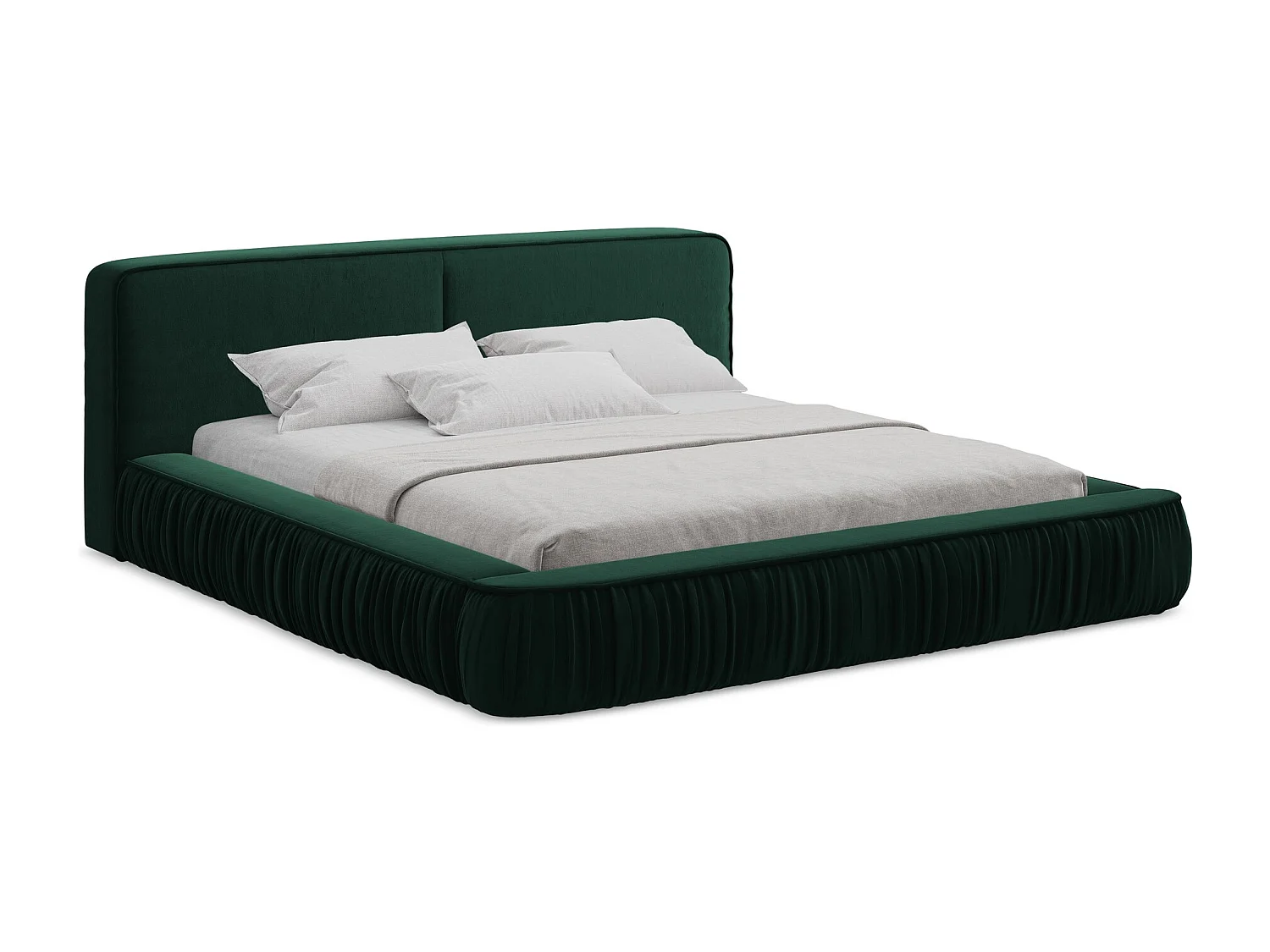 Polsterbed mit Stauraum - 198 x 238 - Samt - Flaschengrün - KEONI