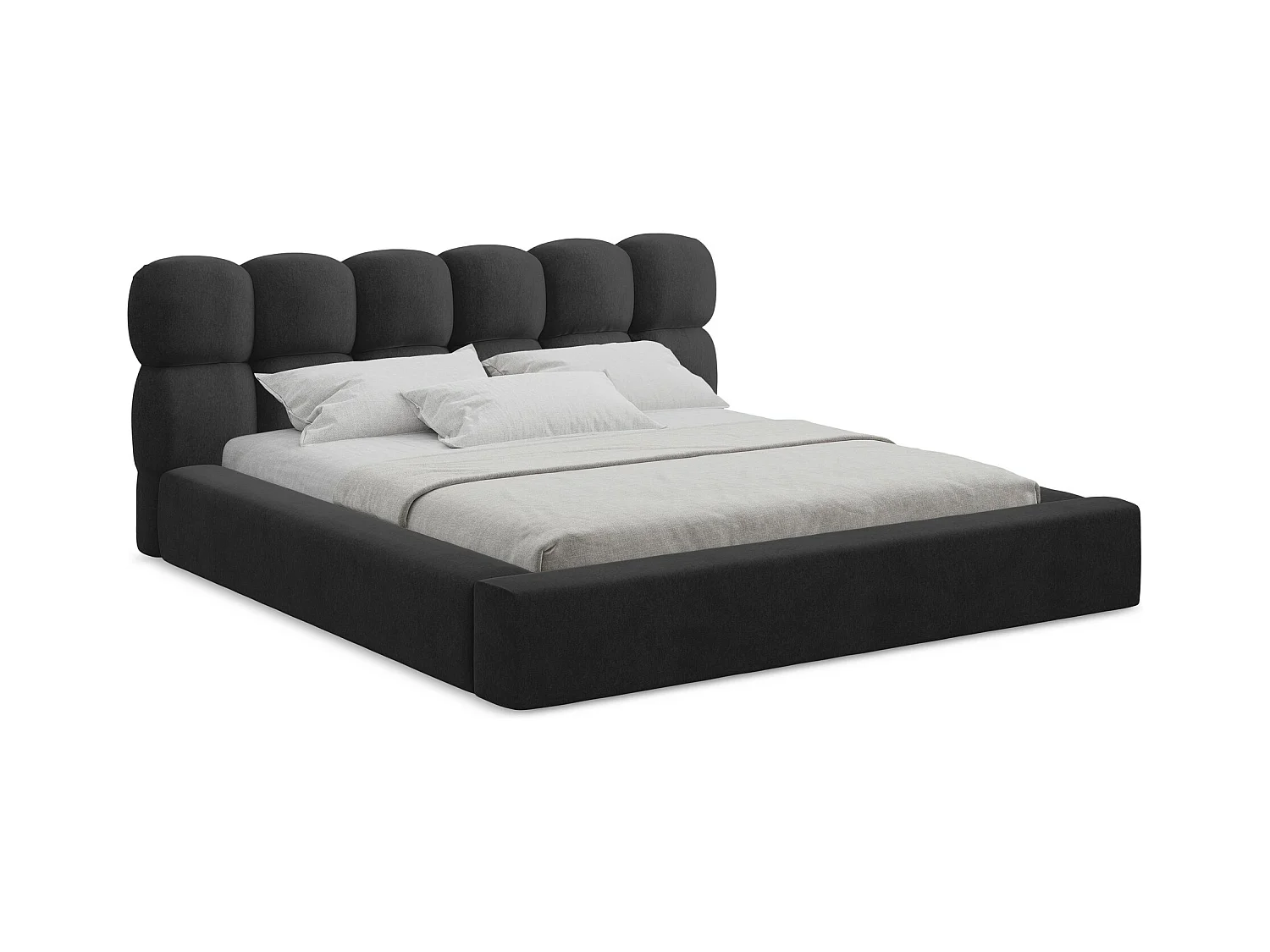 Lit rembourré avec rangement 220 x 240 - en Samt - noir - KAHU
