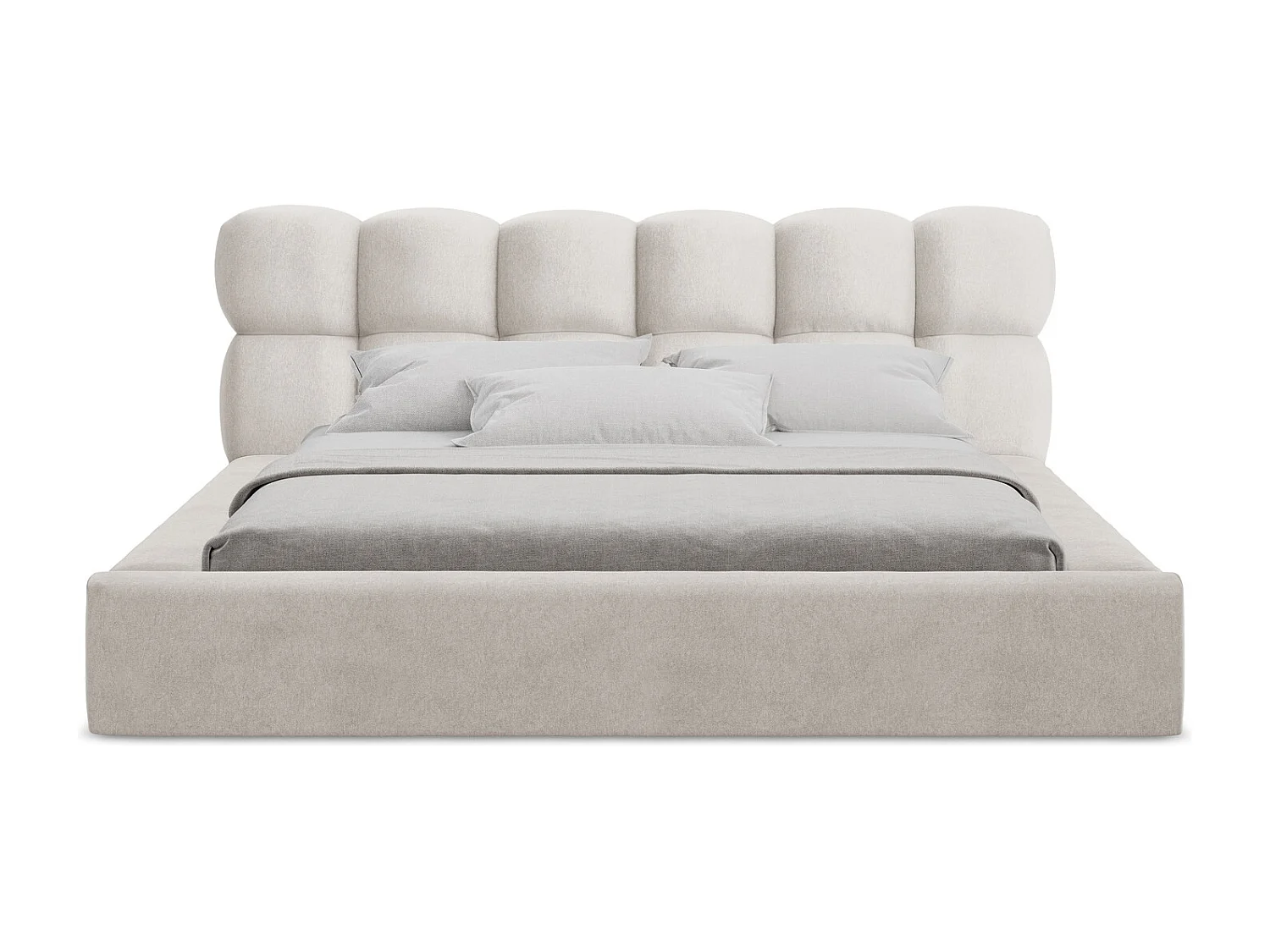 Lit rembourré avec rangement 200 x 240 - en Samt - beige clair - KAHU