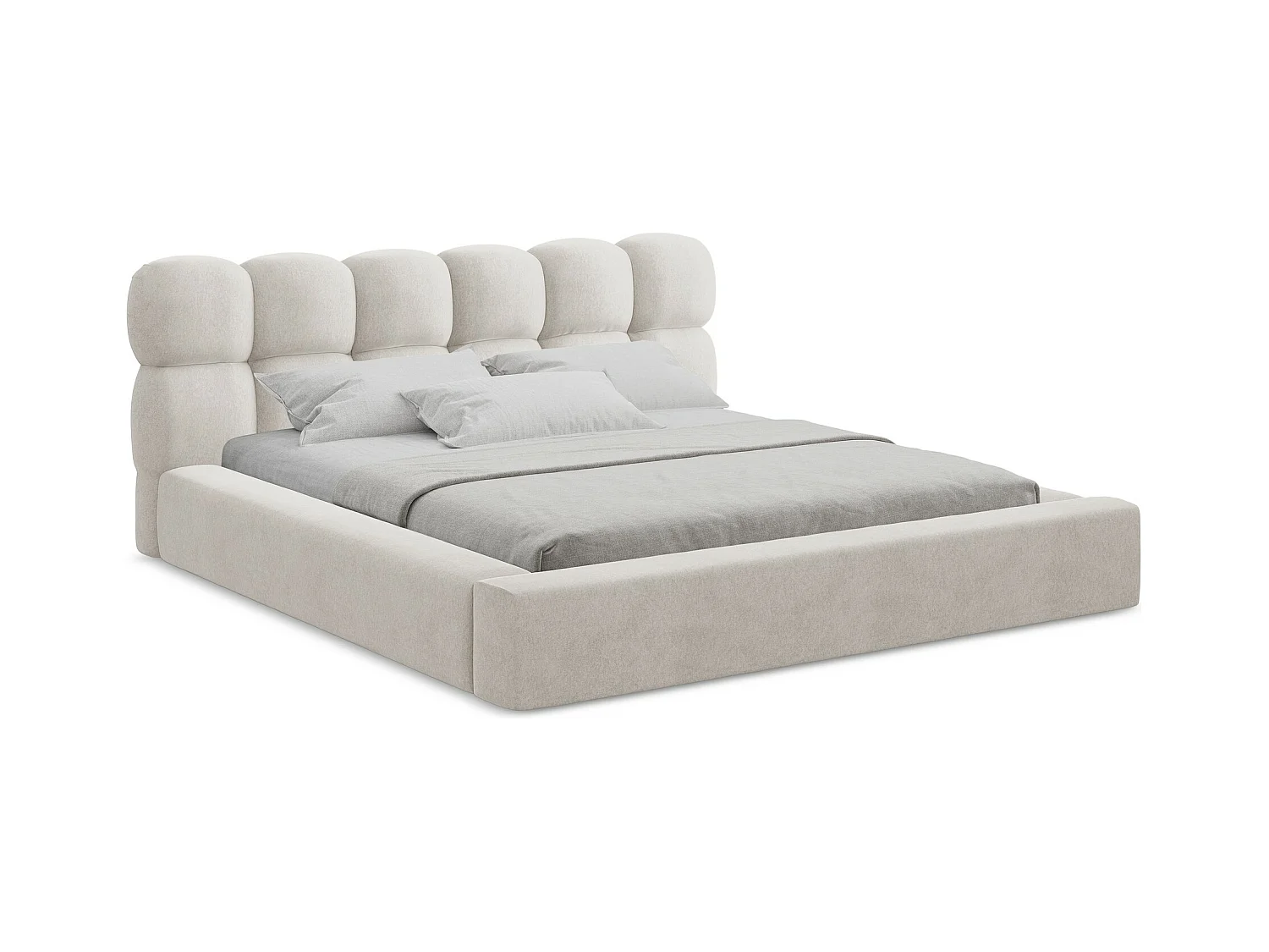 Lit rembourré avec rangement 200 x 240 - en Samt - beige clair - KAHU
