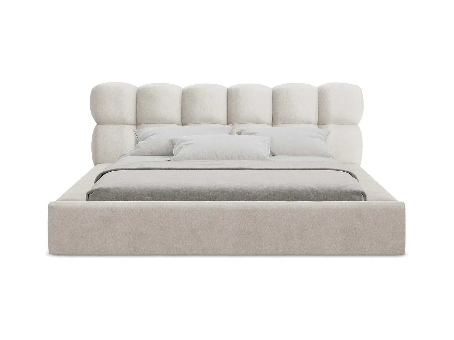 Lit rembourré avec rangement 200 x 240 - en Samt - beige clair - KAHU