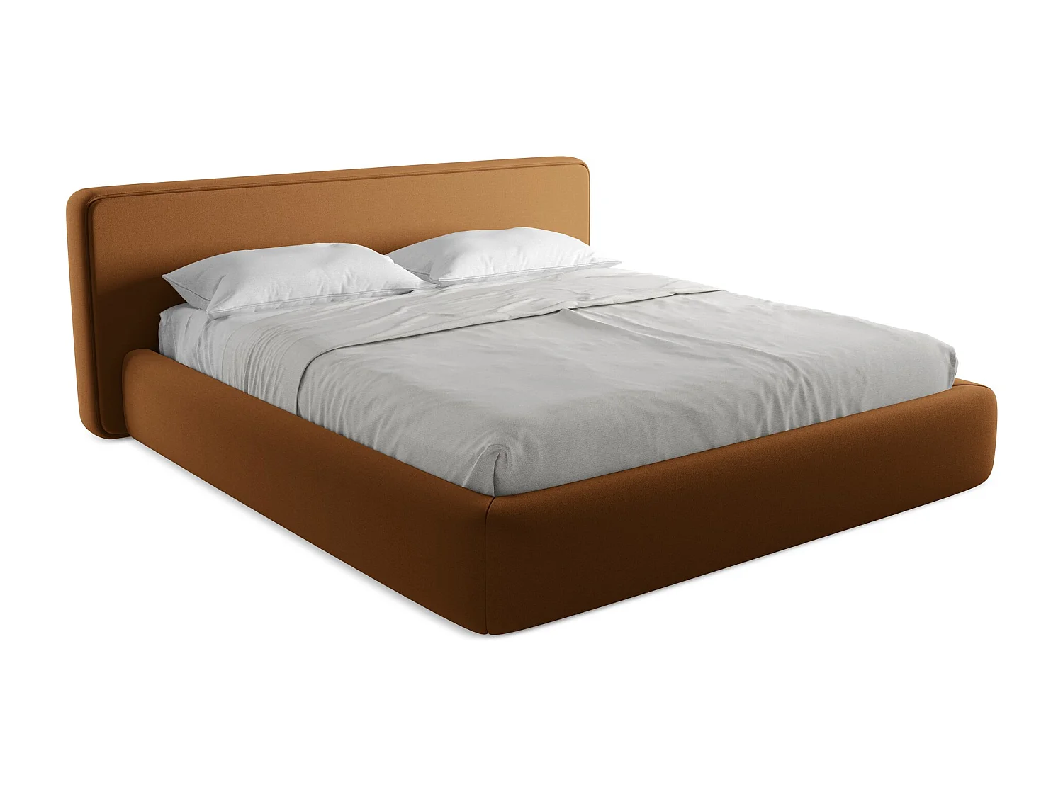 Polsterbed mit Stauraum - 220 x 225 - Bouclé - Terrakotta - KIANA