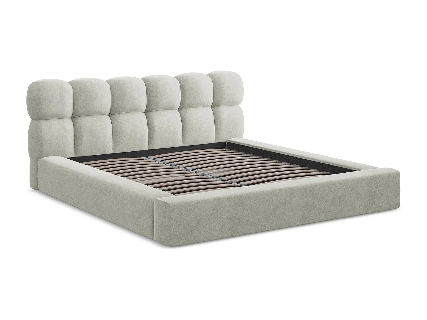 Lit rembourré avec rangement 200 x 240 - en Samt - gris clair - KAHU