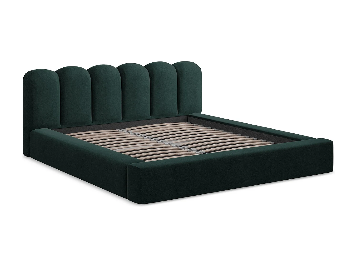 Polsterbed mit Stauraum - 200 x 238 - Samt - Grau Grün - MANO