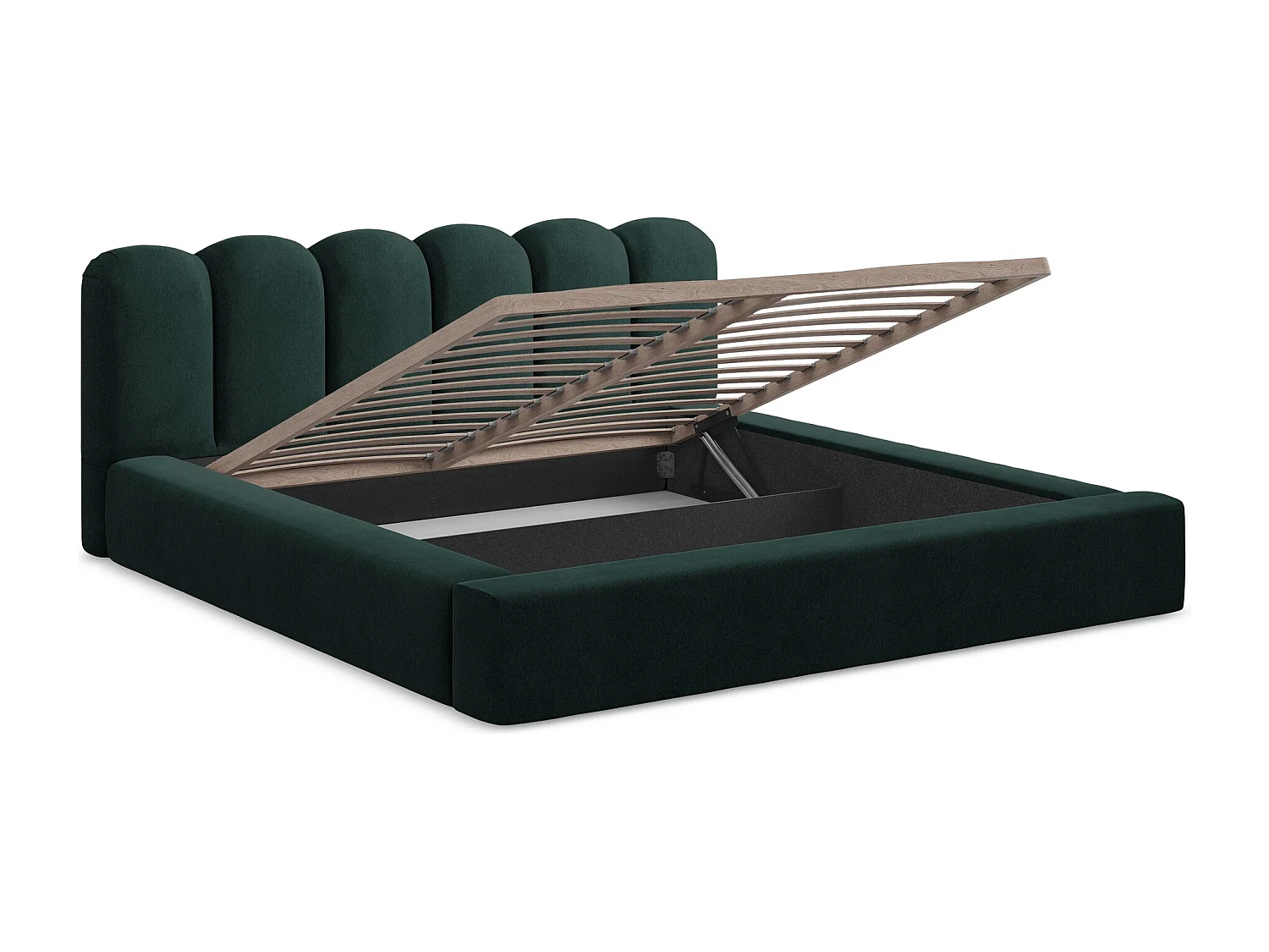 Polsterbed mit Stauraum - 200 x 238 - Samt - Grau Grün - MANO