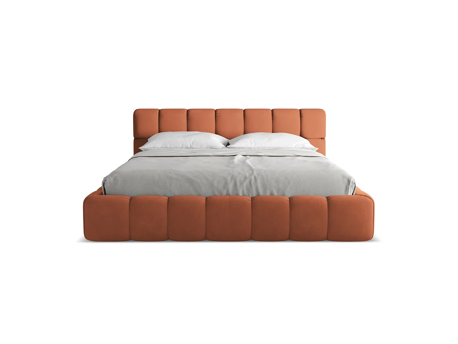 Polsterbed mit Stauraum - 200 x 228 - Chenille - Terrakotta - ROMA