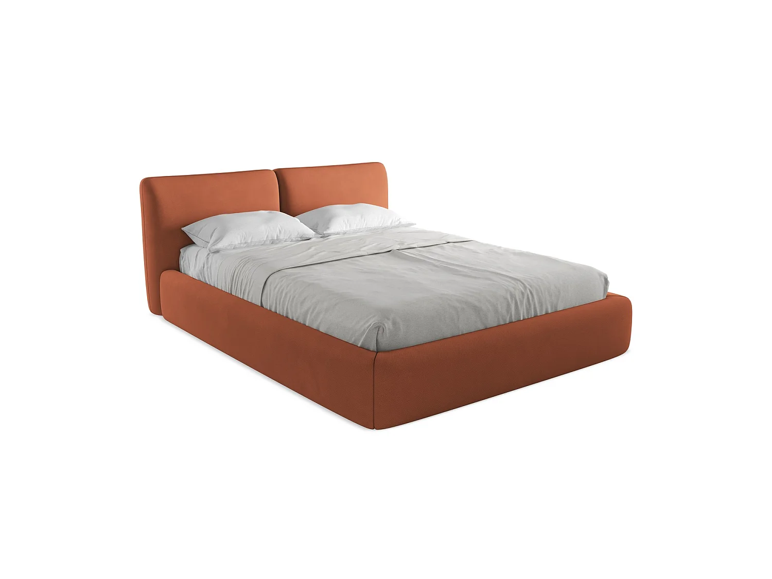 Polsterbed mit Stauraum - 180 x 228 - Chenille - Terrakotta - MILANO