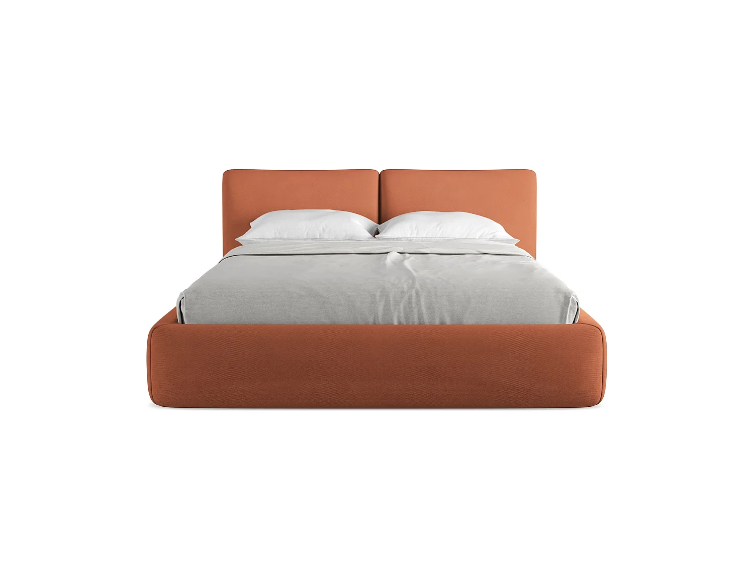 Polsterbed mit Stauraum - 180 x 228 - Chenille - Terrakotta - MILANO