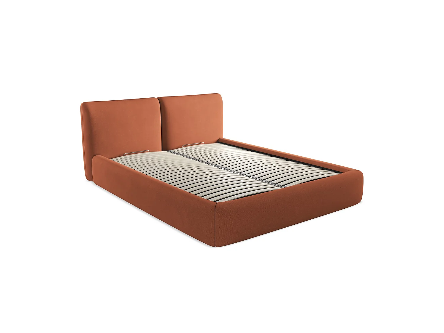 Polsterbed mit Stauraum - 180 x 228 - Chenille - Terrakotta - MILANO