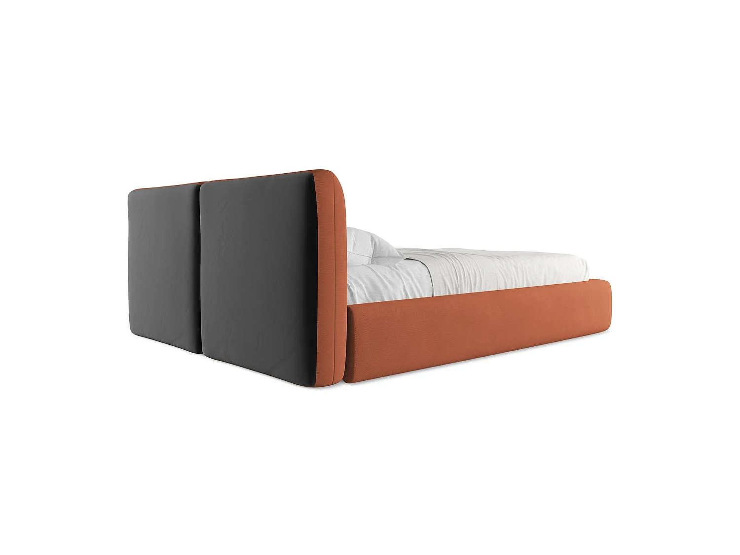 Polsterbed mit Stauraum - 180 x 228 - Chenille - Terrakotta - MILANO