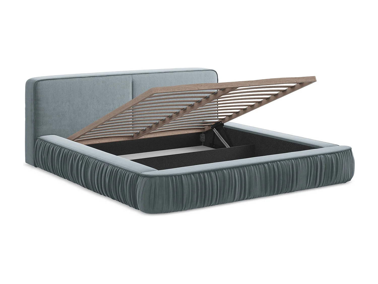 Bed met opbergruimte - 218 x 238 van Lichtblauw Fluweel - KEONI