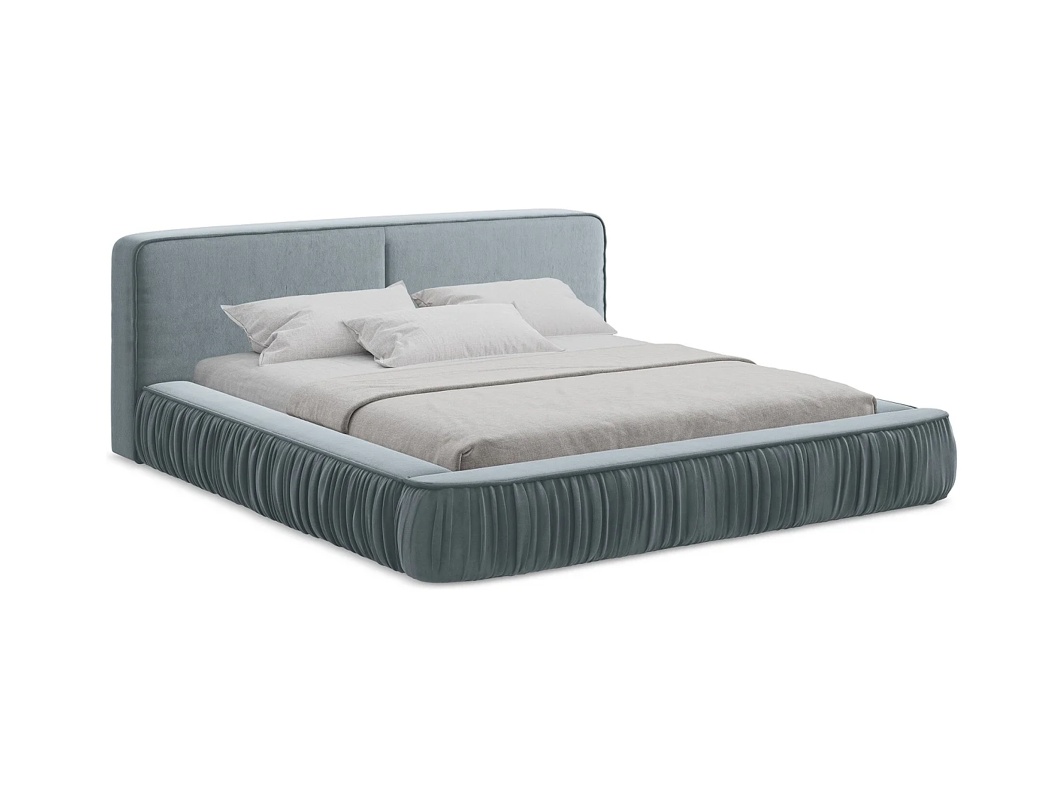 Lit rembourré avec rangement 218 x 238 - en Samt - bleu clair - KEONI