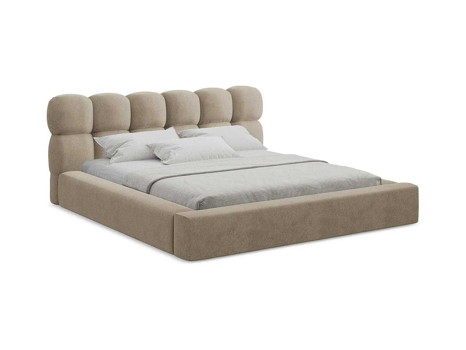 Polsterbed mit Stauraum - 220 x 240 - Samt - Beige - KAHU