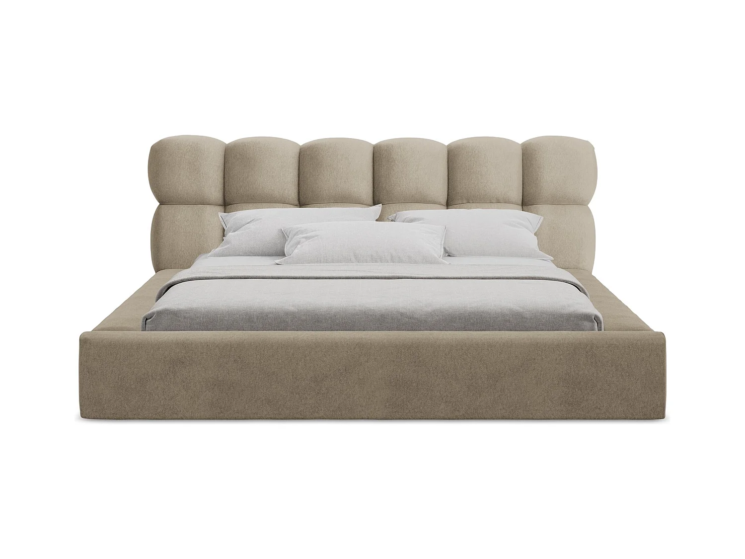 Polsterbed mit Stauraum - 220 x 240 - Samt - Beige - KAHU