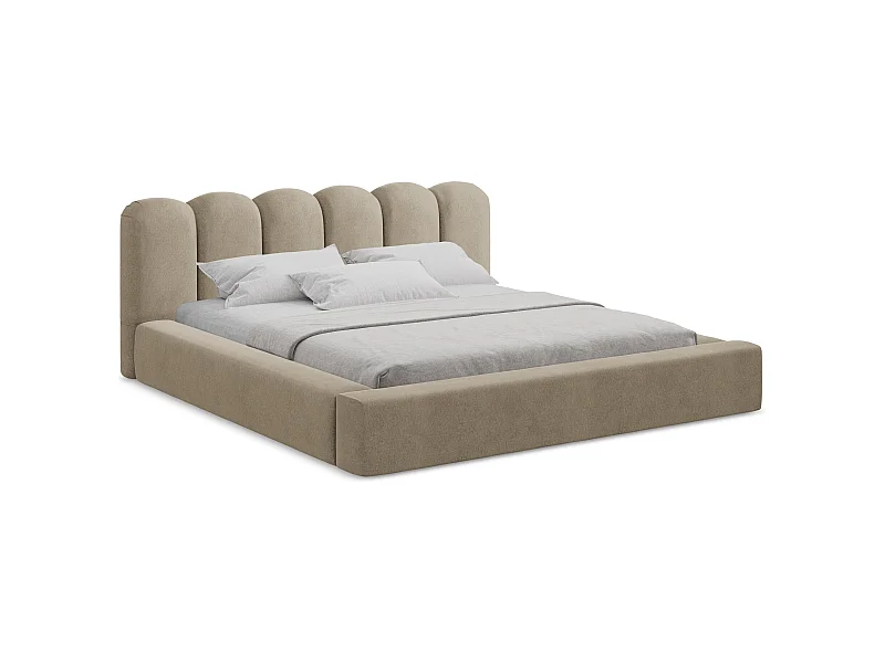 Polsterbed mit Stauraum - 200 x 238 - Samt - Beige - MANO