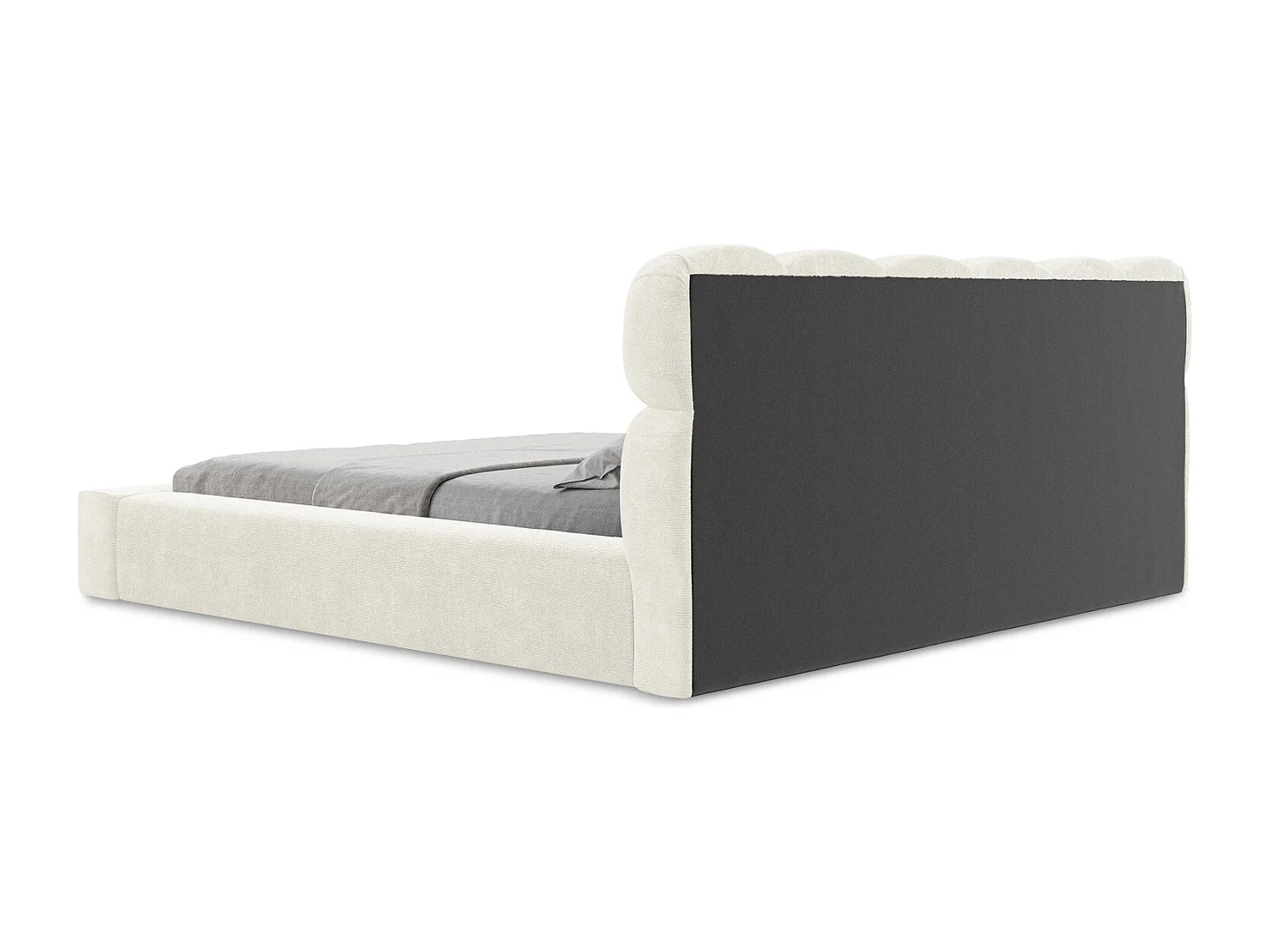 Lit rembourré avec rangement 220 x 240 - en Chenille - blanc - KAHU