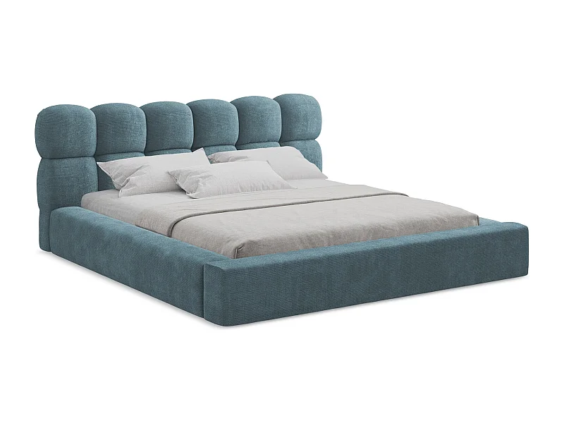 Polsterbed mit Stauraum - 200 x 240 - Chenille - Jeans - KAHU