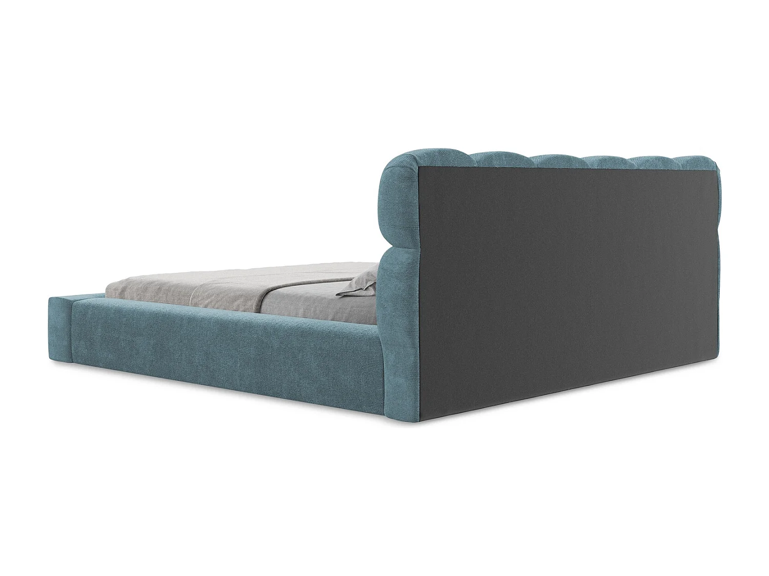 Lit rembourré avec rangement 200 x 240 - en Chenille - jeans - KAHU